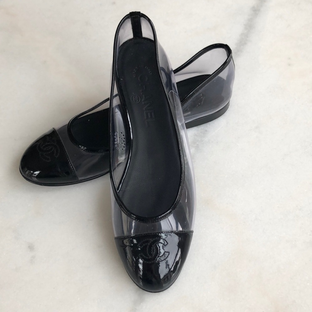 Classic Chanel ballet flats black/clear 39